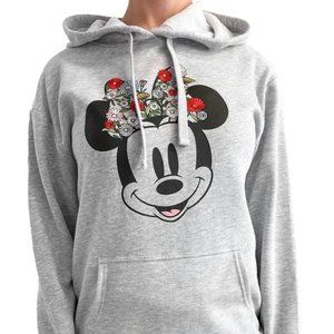 DISNEY Mickey Minnie Mouse Hooded Grey Sweatshirt (NWOT)